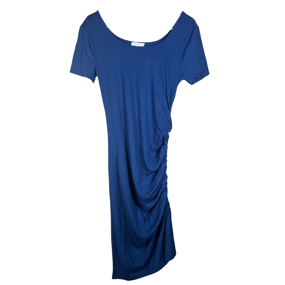 Skinnygirl Jeans Navy Blue Ruched Bodycon Midi Dress Women's Size Small